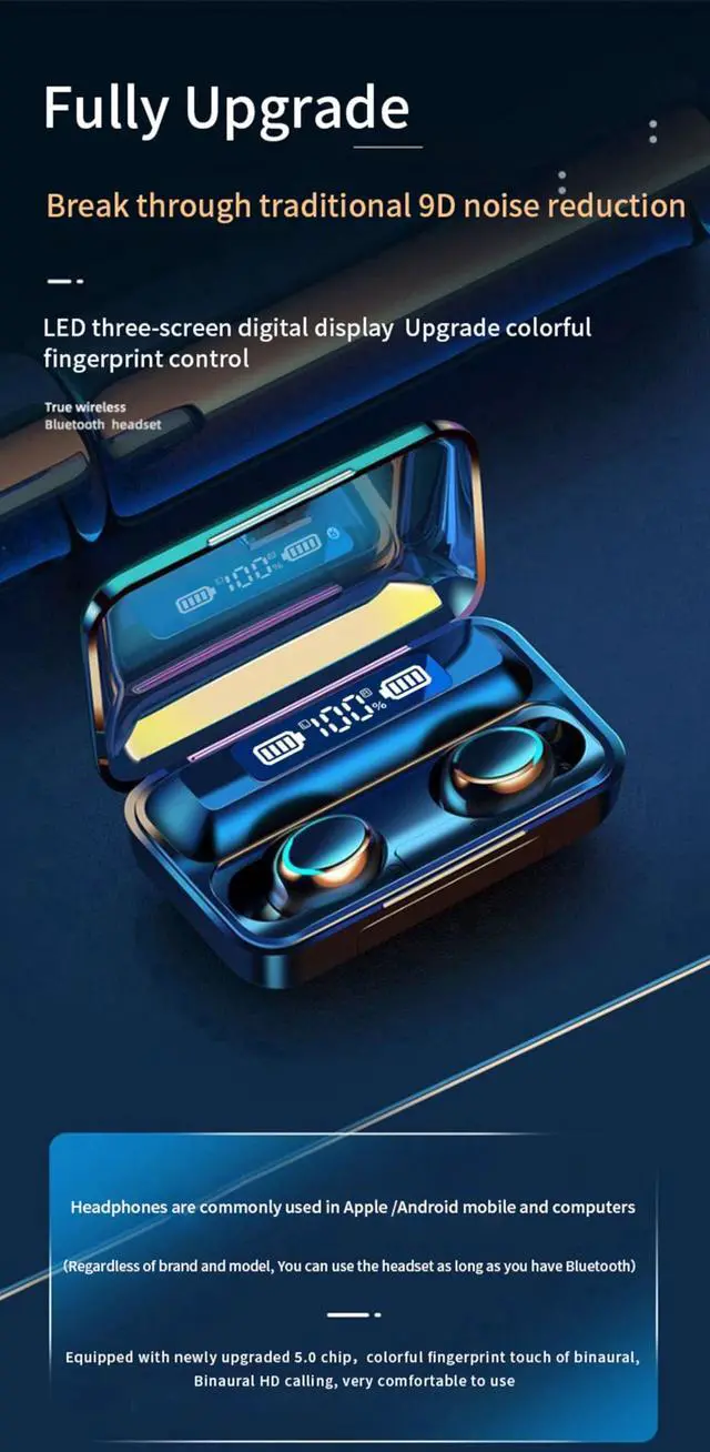 Alt view image 3 of 5 - True Wireless Earbuds, 2024 Bluetooth Headphones 5.3 Earbuds, Waterproof Touch Control Ear Buds in-Ear Built-in Mic, with LED Power Display, IP7 Waterproof Earphones Sport Headset - Model 2