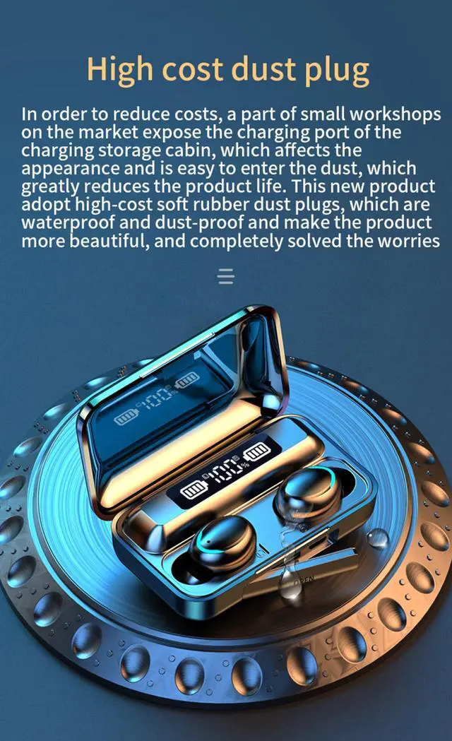 Alt view image 5 of 5 - True Wireless Earbuds, 2024 Bluetooth Headphones 5.3 Earbuds, Waterproof Touch Control Ear Buds in-Ear Built-in Mic, with LED Power Display, IP7 Waterproof Earphones Sport Headset - Model 2