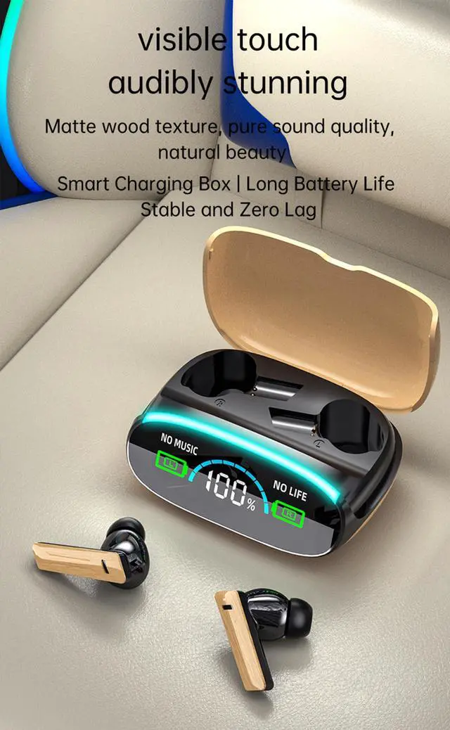 Alt view image 2 of 5 - True Wireless Earbuds, 2024 Bluetooth Headphones 5.3 Earbuds, Waterproof Touch Control Ear Buds in-Ear Built-in Mic, with LED Power Display, IP7 Waterproof Earphones Sport Headset - Model 39