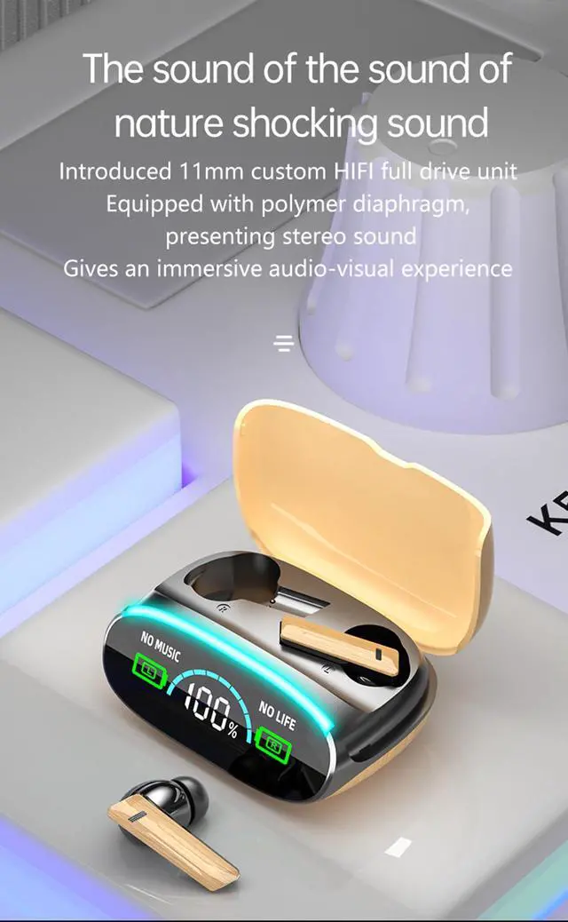 Alt view image 3 of 5 - True Wireless Earbuds, 2024 Bluetooth Headphones 5.3 Earbuds, Waterproof Touch Control Ear Buds in-Ear Built-in Mic, with LED Power Display, IP7 Waterproof Earphones Sport Headset - Model 39