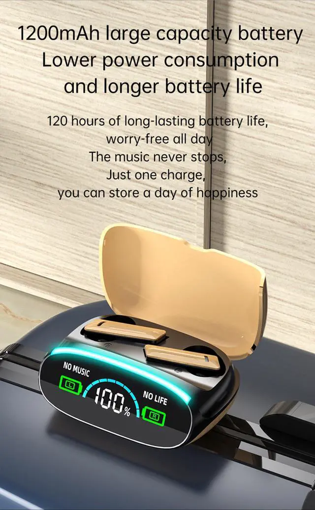 Alt view image 4 of 5 - True Wireless Earbuds, 2024 Bluetooth Headphones 5.3 Earbuds, Waterproof Touch Control Ear Buds in-Ear Built-in Mic, with LED Power Display, IP7 Waterproof Earphones Sport Headset - Model 39