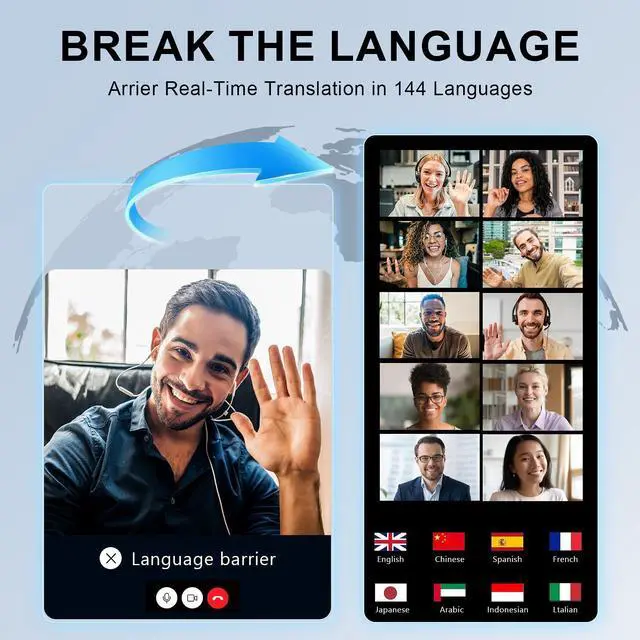 Alt view image 2 of 5 - AI Translation Earbuds Real TimeReal-Time Translator Earphones with 144 Languages, Bluetooth Wireless Headset with Noise Cancelling for Travel, Business, Language Learning