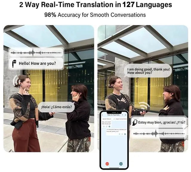 Alt view image 2 of 5 - Z50S Translation Earbuds Real Time, 22 pro Translation Earbuds Real Time, Language Translator Earbuds