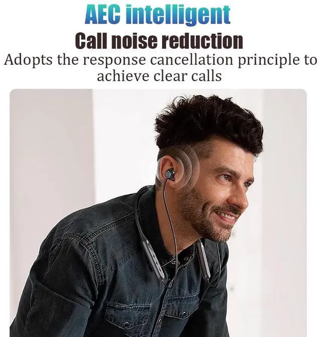 Main image of Neckband Bluetooth Headphones, In-Ear Wireless Earbuds 27g Ultra-Lightweight Comfort 8H Playtime Deep Bass Headset Wireless Stereo Neckband Earbuds with Microphone, for Sports/Workout/Office (Black)