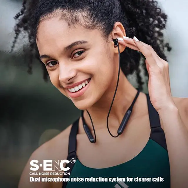 Alt view image 3 of 4 - Neckband Bluetooth Headphones, In-Ear Wireless Earbuds 27g Ultra-Lightweight Comfort 8H Playtime Deep Bass Headset Wireless Stereo Neckband Earbuds with Microphone, for Sports/Workout/Office (Black)