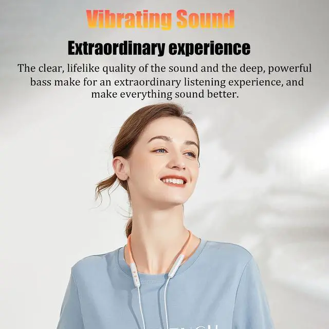 Alt view image 2 of 5 - Neckband Bluetooth Headphones, In-Ear Wireless Earbuds 27g Ultra-Lightweight Comfort 8H Playtime Deep Bass Headset Wireless Stereo Neckband Earbuds with Microphone for Sports/Workout/Office (Orange)