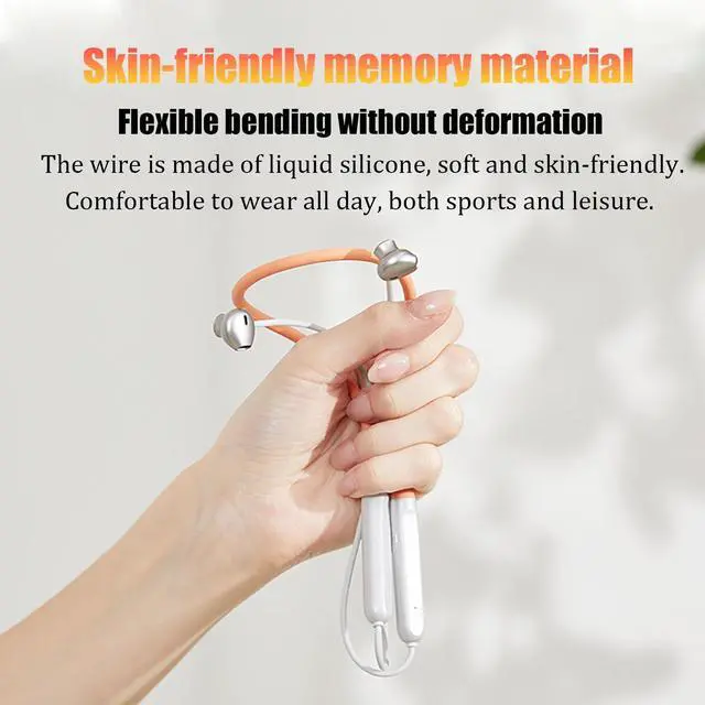 Alt view image 5 of 5 - Neckband Bluetooth Headphones, In-Ear Wireless Earbuds 27g Ultra-Lightweight Comfort 8H Playtime Deep Bass Headset Wireless Stereo Neckband Earbuds with Microphone for Sports/Workout/Office (Orange)