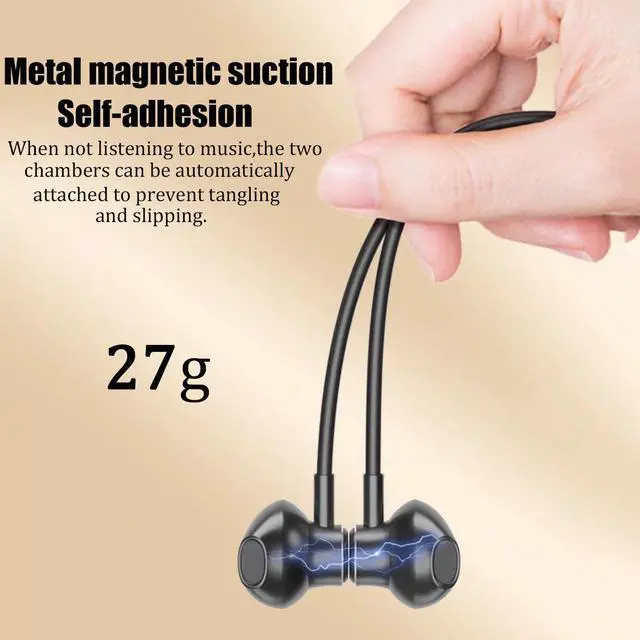 Alt view image 5 of 5 - MOCANIO Magnetic Neckband Headphones Semi-in-Ear IPX5 Waterproof Around The Neck Headphones 8H Playtime Bluetooth V5.3 Wireless Earbuds 27g Ultra-Lightweight Comfort for Sport Business Trips (Black)
