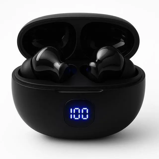 Main image of Wireless Earbuds. Wireless headphones. Ear Buds Model S10. Bluetooth 5.3 color Black. Noise cancelling Earbuds, strong and smart noise cancelling, Powerful Bass. Music time: 5hs. Talk time: 4-6 hours.