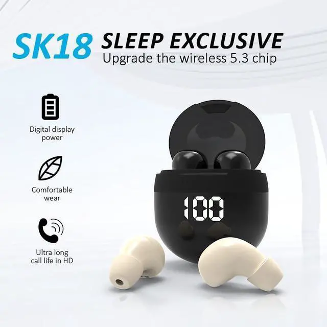 Alt view image 3 of 5 - Invisible Earbuds Wireless Bluetooth - Tiny Small Earbuds with Premium Sound Quality, One-Step Auto Pairing, Smart Touch Control - Perfect for Work and Sports (Khaki)
