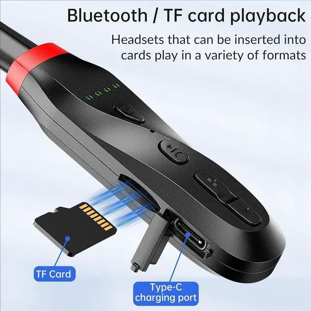 Alt view image 2 of 5 - Neckband Bluetooth Headphones, Around the Neck Headphones with TF Card Slot,Bluetooth Earbuds Wired Neckband Earphone Active Noise Canceling for Sports/Trips/Run/Cycling/Outdoor/Workout,200H Playtime