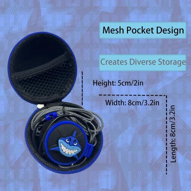 Alt view image 2 of 5 - GOGOSINIS Earbuds Set with Case for Kids for School, Wired Over-Ear 3.5mm Headphones for Phone and PC, Wrap Around Ear Buds with Earhook for Kids 3-8, Comfortable Earphones with Hook.(Blue-Shark)