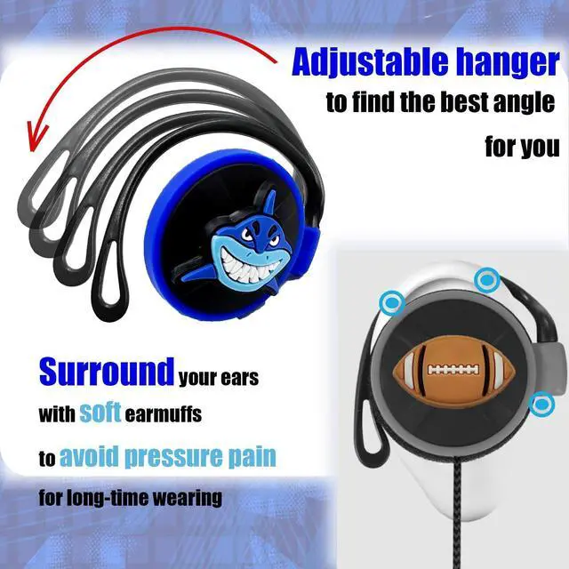 Alt view image 3 of 5 - GOGOSINIS Earbuds Set with Case for Kids for School, Wired Over-Ear 3.5mm Headphones for Phone and PC, Wrap Around Ear Buds with Earhook for Kids 3-8, Comfortable Earphones with Hook.(Blue-Shark)