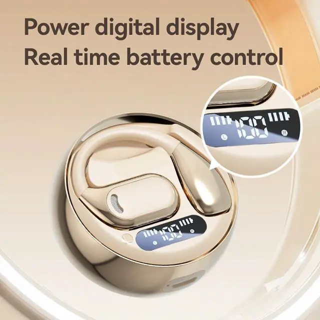 Alt view image 5 of 5 - Ftoghe AI Translation Earbuds Real Time, Bluetooth 5.4 Headphones with Personalized Spatial Audio, IPX4 Sweat & Water Resistant, LED Display, Over-Ear Buds with Earhooks, for Sports Workout Black