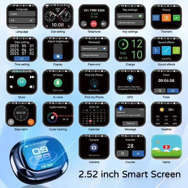 Alt view image 4 of 5 - AI Language Translation Earbuds with LCD Touch Screen-Bluetooth 5.4 Real-Time Translator Headphones for 144 Languages, Fit for Travel Business Learning (APP Always Free use)