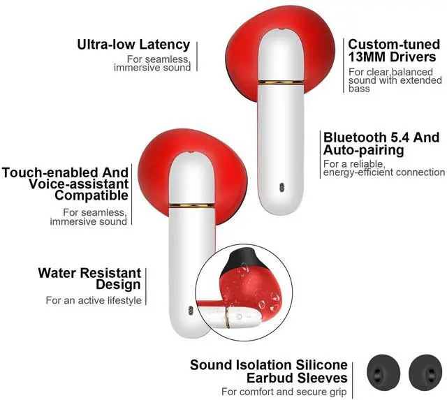 Alt view image 2 of 5 - FEFURS 2 Pack Wireless Earbuds for Kids,Comfortable Wireless Earphones Fit Ergonomic Design Ball Shape Ear Buds with Mic for Android iOS Cell Phone Computer Laptop