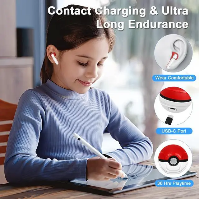 Alt view image 3 of 5 - FEFURS 2 Pack Wireless Earbuds for Kids,Comfortable Wireless Earphones Fit Ergonomic Design Ball Shape Ear Buds with Mic for Android iOS Cell Phone Computer Laptop