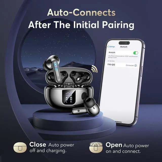 Alt view image 5 of 5 - EUQQ Wireless Earbuds Bluetooth 5.4 Earphones in Ear with Dual Noise Cancelling Mic, Transparency Mode Ear Buds Deep Bass Stereo Sound, 36H Playtime LED Display Wireless Headphones IP7 Waterproof