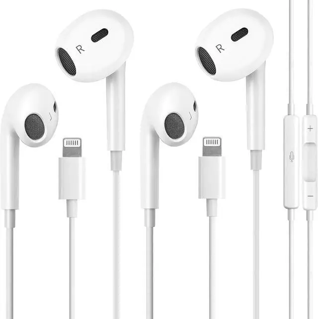 Main image of 2 Packs for iPhone Headphones Wired with Built-in Microphone and Volume Control,Earbuds Compatible for iPhone 14/13/12/11/XR/XS/X/8/7/SE/Pro/Pro Max,Support All iOS System.
