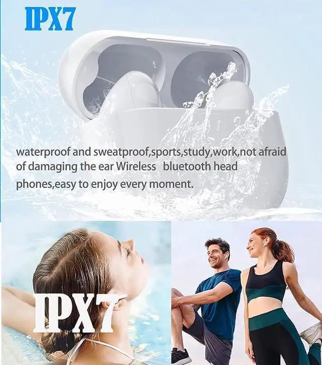 Alt view image 5 of 5 - EOQIFJM True Wireless Earbuds Bluetooth 5.3 Mic Noise Cancelling IPX7 Waterproof Hi-Fi Stereo Sound Long Battery 40H Playtime Auto Pairing for iPhone Headphones pro,White