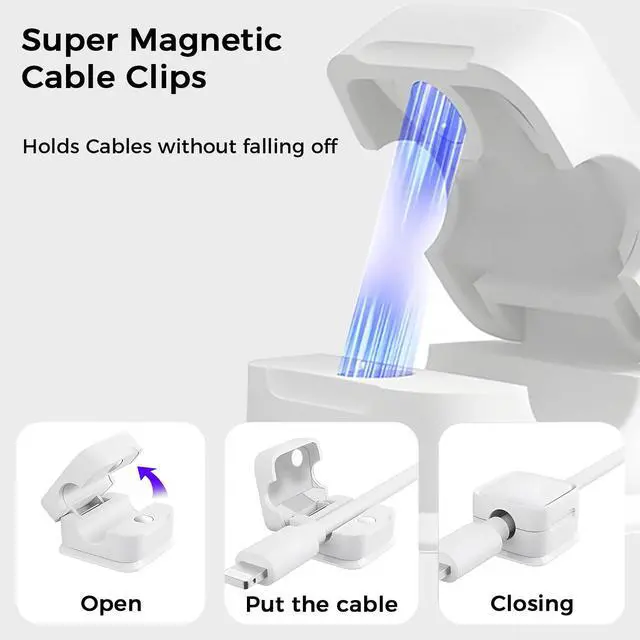 Alt view image 3 of 5 - USB Earphones for PC & Magnetic Cable Clips 6 Pack 7.5ft Wired Earbuds Noise Canceling Half in-Ear Computer USB A Headphones Cord Holder Thickened Secure Adhesive Cord Organizer Desk Cable Management