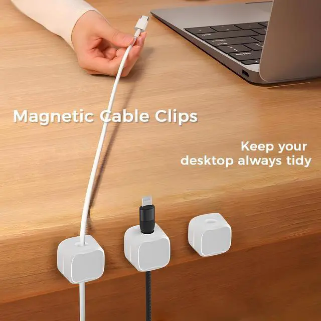 Alt view image 5 of 5 - USB Earphones for PC & Magnetic Cable Clips 6 Pack 7.5ft Wired Earbuds Noise Canceling Half in-Ear Computer USB A Headphones Cord Holder Thickened Secure Adhesive Cord Organizer Desk Cable Management