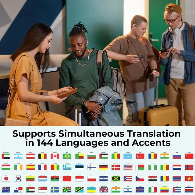Alt view image 3 of 5 - AI Translator Earbuds Pro  3-in-1 Bluetooth 5.4 Earphones with Real-Time Translation in 144+ Languages  Hi-Fi Sound, Noise Reduction & Charging Case  Great for Travel, Work & Sports (Black)