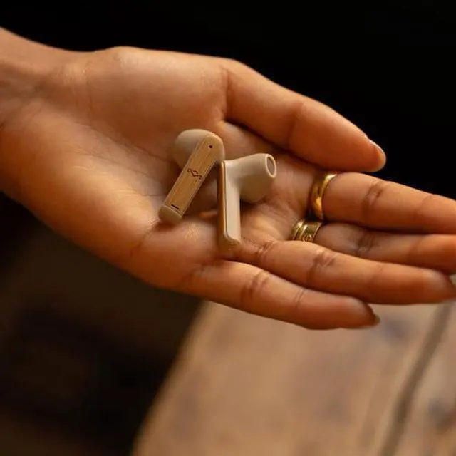 Alt view image 2 of 5 - House of Marley Zion True Wireless Earbuds, 16-Hr Total Playtime, Quick Charge, Eco-Friendly Design with Recycled Plastics & Sustainable BambooRecyclable Packaging (Cream)