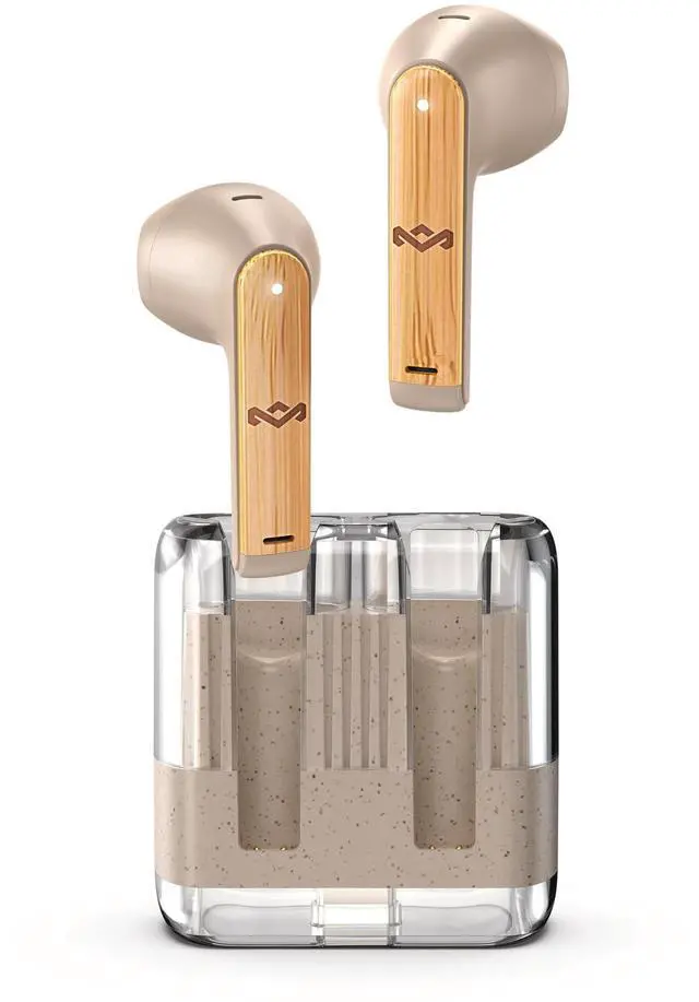 Main image of House of Marley Zion True Wireless Earbuds, 16-Hr Total Playtime, Quick Charge, Eco-Friendly Design with Recycled Plastics & Sustainable BambooRecyclable Packaging (Cream)