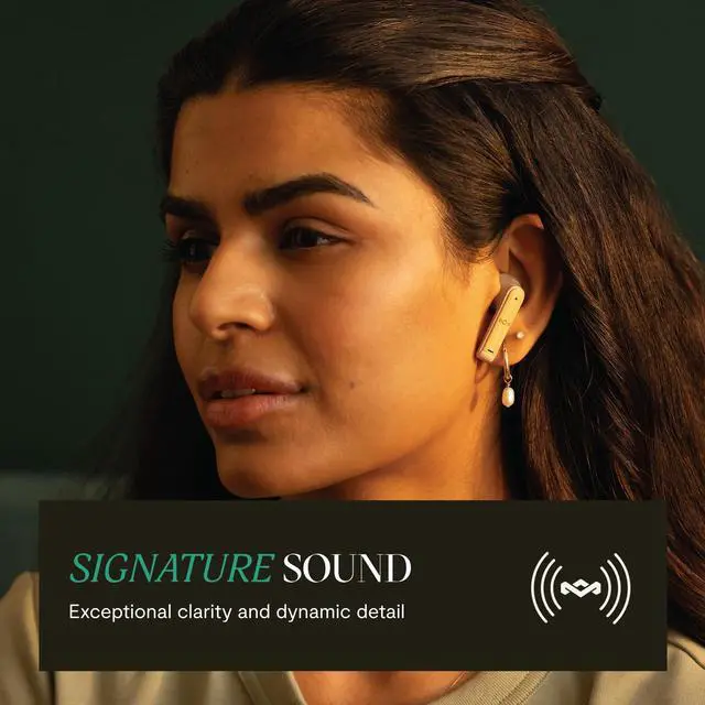 Alt view image 4 of 5 - House of Marley Zion True Wireless Earbuds, 16-Hr Total Playtime, Quick Charge, Eco-Friendly Design with Recycled Plastics & Sustainable BambooRecyclable Packaging (Cream)