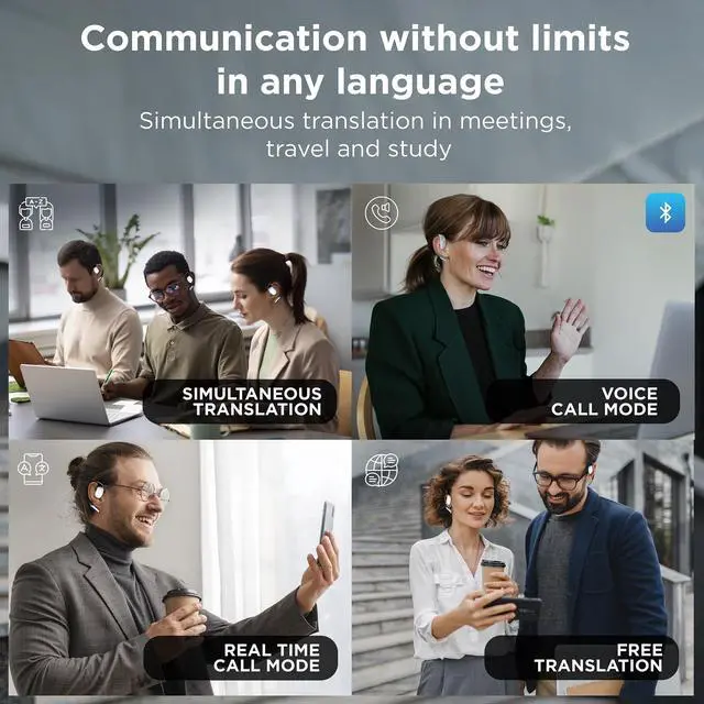 Alt view image 4 of 5 - AI Translation Earbuds Real Time,144 Language Translator Earbuds for iPhone & Android, Translation Headphones 3 in 1 Calls/Music/Translator, Bluetooth 5.4, Waterproof, Black.