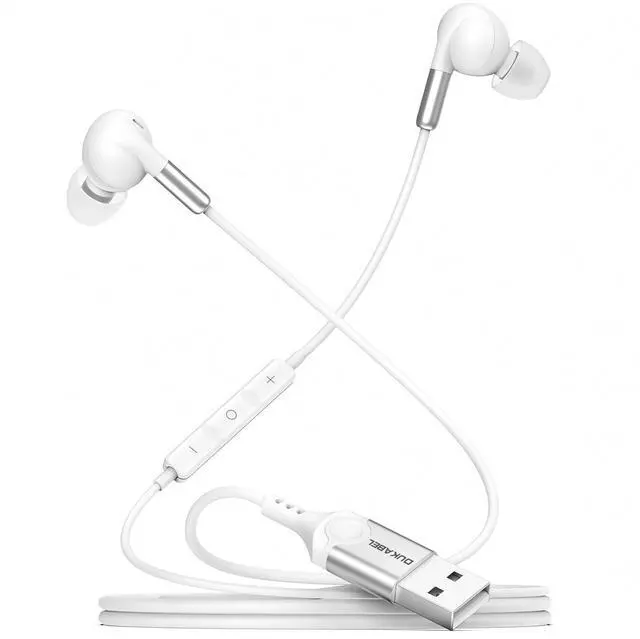 Main image of DUKABEL USB in-Ear Headphones, USB PC Earbuds for PC/PS4/PS5, White Gaming Earphone Headset with Microphone for Live Conference, Video Calls, Broadcasting, On-line Work
