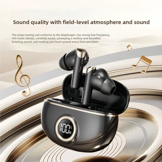 Alt view image 2 of 5 - Wireless Earbuds, Bluetooth 5.4 Headphones Bass Stereo, Ear Buds with Noise Cancelling Mic LED Display, IP7 Waterproof in Ear Earphones, 42H Playtime for Laptop Pad Phones Sports Workout