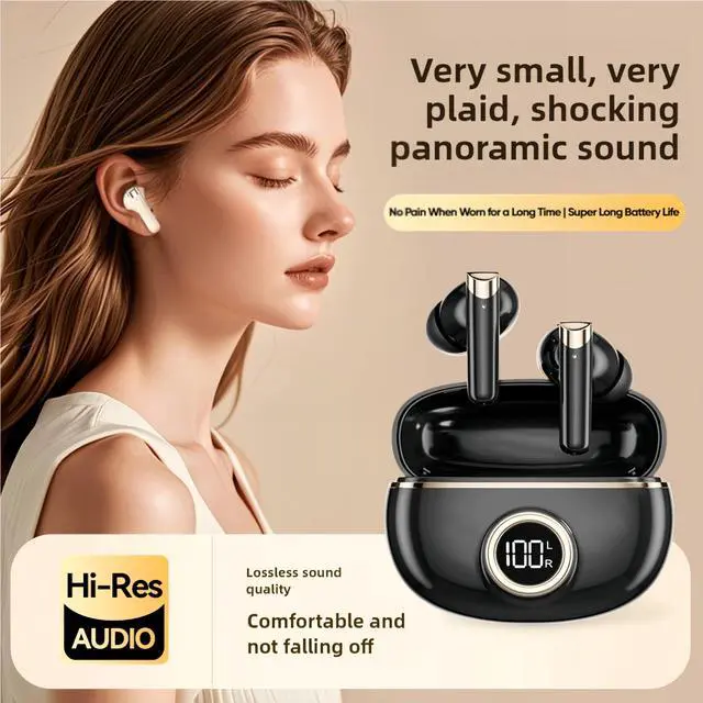Alt view image 3 of 5 - Wireless Earbuds, Bluetooth 5.4 Headphones Bass Stereo, Ear Buds with Noise Cancelling Mic LED Display, IP7 Waterproof in Ear Earphones, 42H Playtime for Laptop Pad Phones Sports Workout