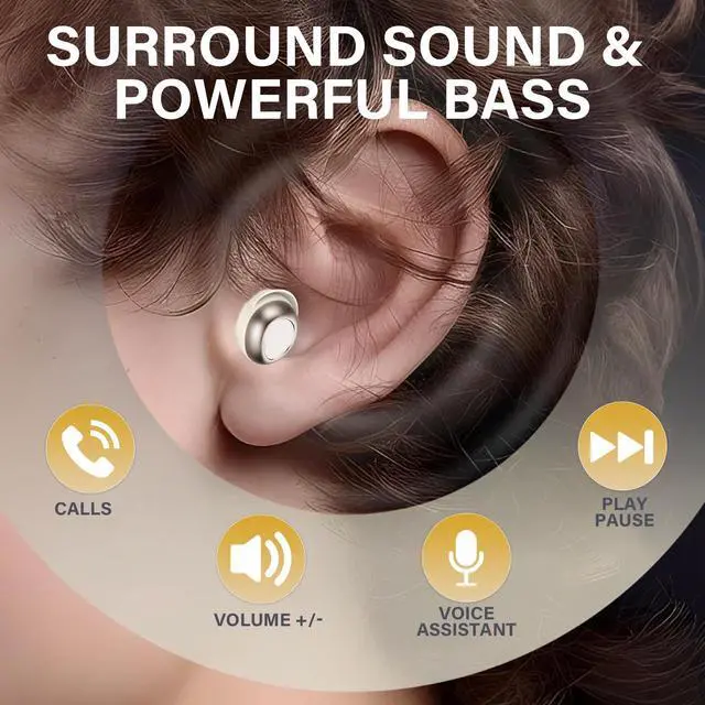 Alt view image 4 of 5 - Sleep Ear Buds, 2025 True Wireless Earbuds, Ultra-Mini Bluetooth 5.4 Earbuds for Side Sleepers, 53H Play Hi-Fi Stereo 3D Bass Noise Cancelling Bluetooth headphones, USB C, IP7 Waterproof LED Earphones