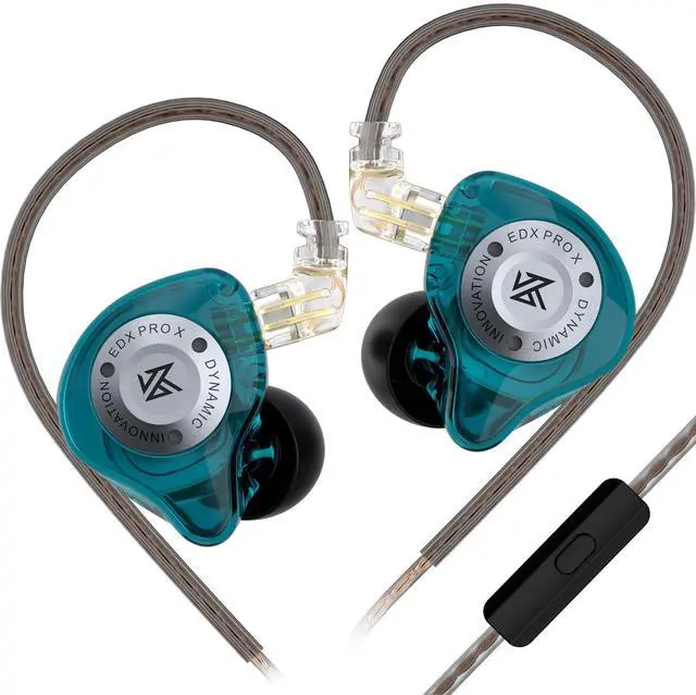 Main image of KZ EDX PRO X HiFi in-Ear Monitor Earbuds,Sports Dynamic in-Ear Headphone 0.75 Pin Cable,Powerful Bass Earphone for Audiphiles (Cyan, with Microphone)