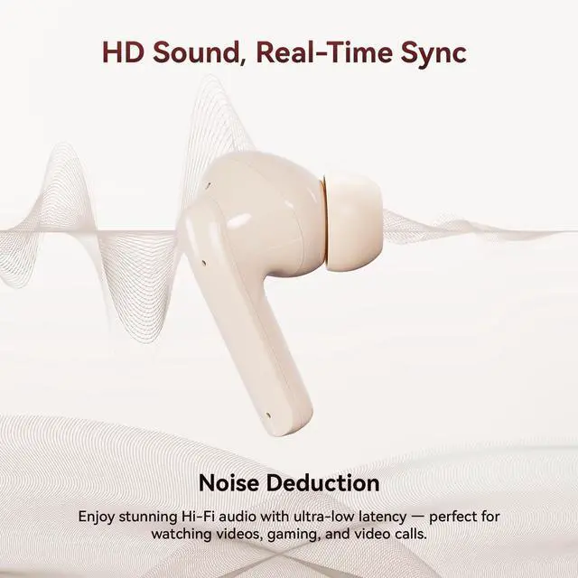 Alt view image 3 of 5 - ACEMO Wireless Earbuds Bluetooth 5.4 Headphones with 30H Playtime, ENC Noise Cancelling Mic, Deep Bass, LED Display Charging Case, IPX5 Waterproof Ear Buds for iOS Android Laptop, Skin Color
