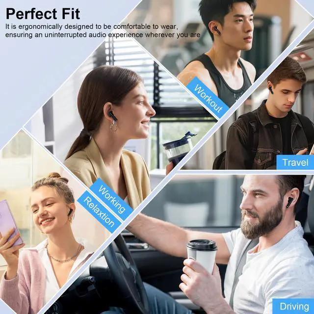 Alt view image 4 of 5 - Wireless Earbuds Bluetooth Headphones, Ear Buds with Deep Bass, 60H Long Playtime, LED Power Display, IP7 in Ear Earphone with Mic for iPhone 16 15 Samsung S25 A56 Android Phones Sports Workout, Black