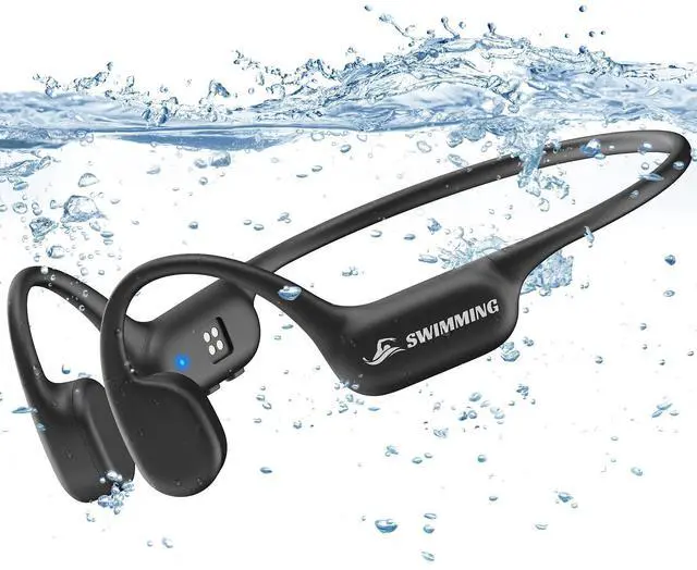Main image of SAMVEK Swimming Headphones IP68 Waterproof, Bone Conduction Headphones MP3 Player Built-in 32G Memory, Bluetooth 5.4 Wireless Headset, Open Earphones Sports Suitable for Running, Cycling, Exercise