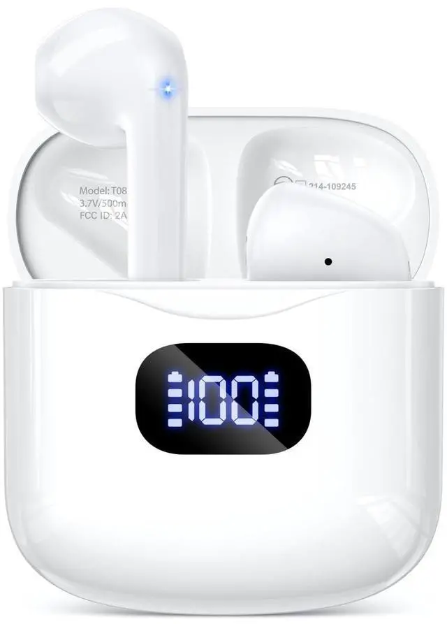 Main image of KTGEE Wireless Earbuds Bluetooth 5.3 Headphones, 40Hrs Playback Stereo Ear Buds with LED Display Charging Case IPX7 Waterproof in-Ear Earphones with Mic for Phone Tablet Laptop Sports, White