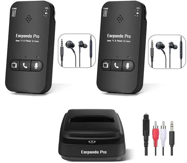 Main image of Earpanda Pro 2 Dual Wireless Headphones for TV Watching, TV Headphones Wireless for Seniors Set of 2, Support Cell Phone Calls - Loud TV Volume Control, No Audio Delay, 100ft Long Range