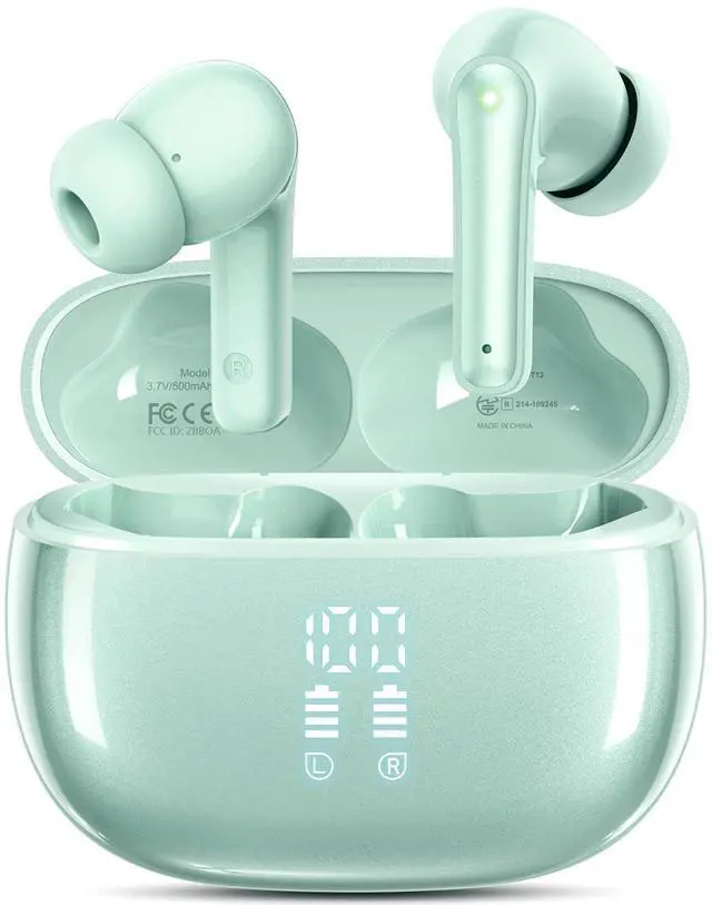 Main image of HUIFU Ear Buds Wireless Earbuds - Bluetooth Headphones 40H Playtime LED Display Deep Bass Stereo in-Ear Earphones with IPX7 Waterproof, Light Green