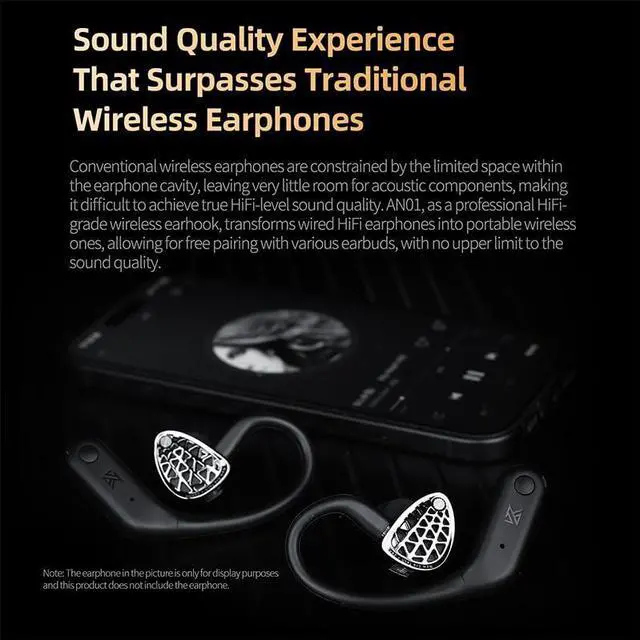Alt view image 4 of 5 - KZ AN01 Bluetooth 5.4 True Wireless Earbuds Earhook with ANC Active Noise Cancellation, LDAC Decode HiFi TWS Earphone Adapter