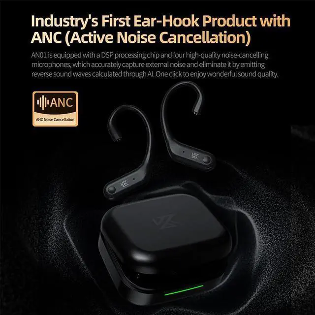 Alt view image 5 of 5 - KZ AN01 Bluetooth 5.4 True Wireless Earbuds Earhook with ANC Active Noise Cancellation, LDAC Decode HiFi TWS Earphone Adapter