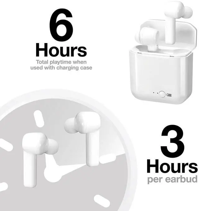 Alt view image 5 of 5 - iLive Electronics Truly Wire-Free Bluetooth Earbuds, Sweatproof Design, Charging Case, Includes 3 Set of Ear Tips, White (IAEBT300W)