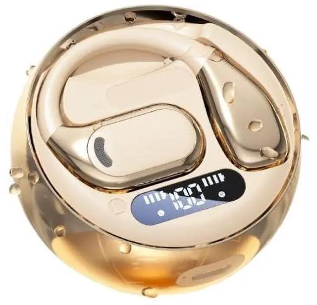 Main image of DeKangHY Open Ear Earbuds Wireless Earbuds Bluetooth 5.4, LED Display Bluetooth Earphone for Workout/Running, AI Noise Reduction Touch Controls, 72hr Playtime,Waterproof Gold