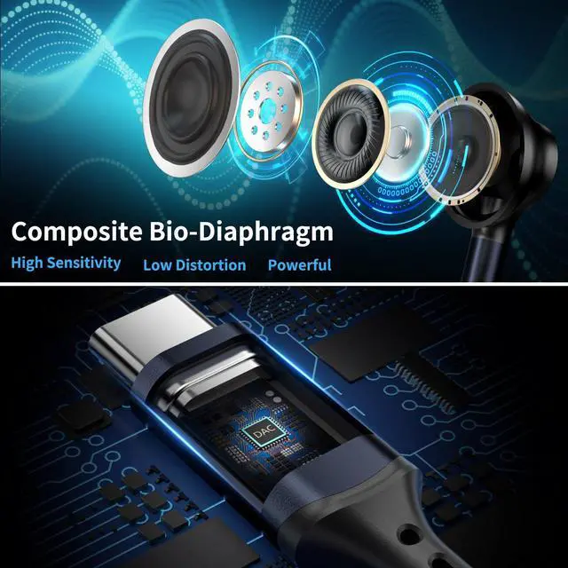 Alt view image 3 of 5 - COOYA Sports Wired Earbuds USB C Headphones 13mm Dynamic Driver HiFi Stereo IP4 Sweatproof Type-C in-Ear Earphones with Mic Volume Control No Latency 5ft Long Cord Game Ear buds for iPhone 16, Samsung