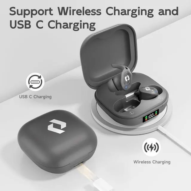 Alt view image 4 of 5 - Wireless Ear buds Bluetooth Earbuds Wireless Charging Case Waterproof Headphones Built in Microphone Stereo Bass 64H Playback LED Power Display for iPhone Android Phones Computer Sports Gaming Workout