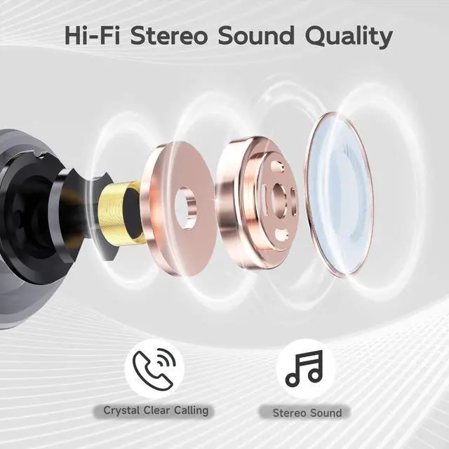 Alt view image 3 of 5 - Wireless Ear buds Bluetooth Earbuds Wireless Charging Case Waterproof Headphones Built in Microphone Stereo Bass 64H Playback LED Power Display for iPhone Android Phones Computer Sports Gaming Workout