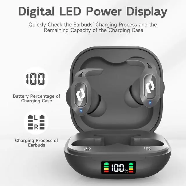 Alt view image 5 of 5 - Wireless Ear buds Bluetooth Earbuds Wireless Charging Case Waterproof Headphones Built in Microphone Stereo Bass 64H Playback LED Power Display for iPhone Android Phones Computer Sports Gaming Workout